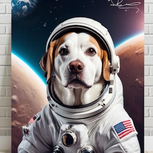 Custom Pet Portrait Astronaut - Pet illustration - Custom Portrait Gift ideas - Dog Astronaut - Cat Astronaut - Pet Astronaut - Pet Lovers
