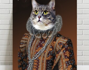 Ritratto personalizzato di animali domestici rinascimentali: arte reale per animali domestici