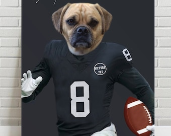 Custom American Football Pet Portrait, Las Vegas Jersey Dog Portrait . Sports Pet Portrait .Custom Pet Portrait . Funny Pet Portrait