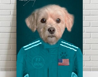 Custom Dog Portrait. Custom Formula 1 Pet Portrait. Funny Pet Portrait . F1 Pet . Formula One Costume.  Racing Dog Portrait . Unique Gift