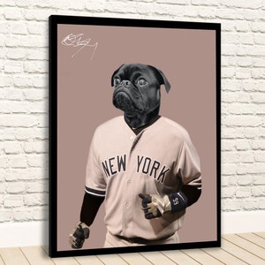 Custom Baseball Pet Portrait, New York Dog Portrait, Funny Pet Portrait, Sports Pet Portrait, Custom Pet Portrait, Unique Pet Gifts, Yankees