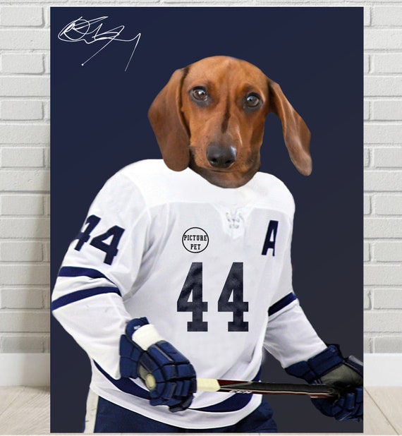 Custom Hockey Dog Portrait . Hockey Pet Portrait. Custom Pet 