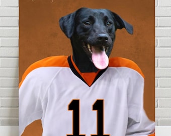 Portrait d'animal de compagnie de hockey personnalisé : oeuvre d'art du maillot de Philadelphie