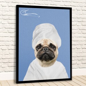CUSTOM PET PORTRAIT, Dog in Bathroom, Funny Pet Portrait, Animal in Tub, Bathroom Art, Personalized gifts, Pet Gift,