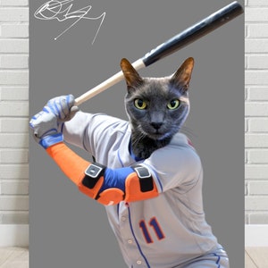 Niestandardowy portret zwierzaka baseballisty, Portret psa z Nowego Jorku, Zabawny portret zwierzaka, Portret sportowego zwierzaka, Niestandardowy portret zwierzaka,