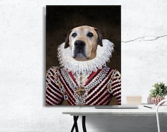 Custom Pet Portrait, Royal pet portrait, King Cat, Queen Cat, Wall Pet Portrait, Regal Dog Portrait, Custom Art From Photo