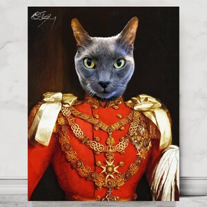 Custom Pet Portrait, Military Pet Portrait, Custom Animal Drawing, Regal Pet Portrait, Royal Pet Portrait, Military portrait, Unique Pet,
