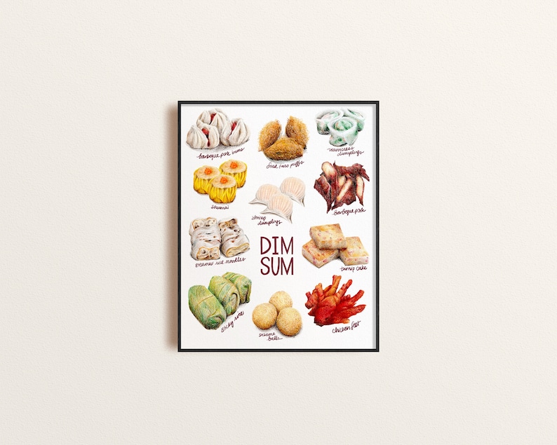 Dim Sum Poster Print Food Illustration Colored Pencil image 2