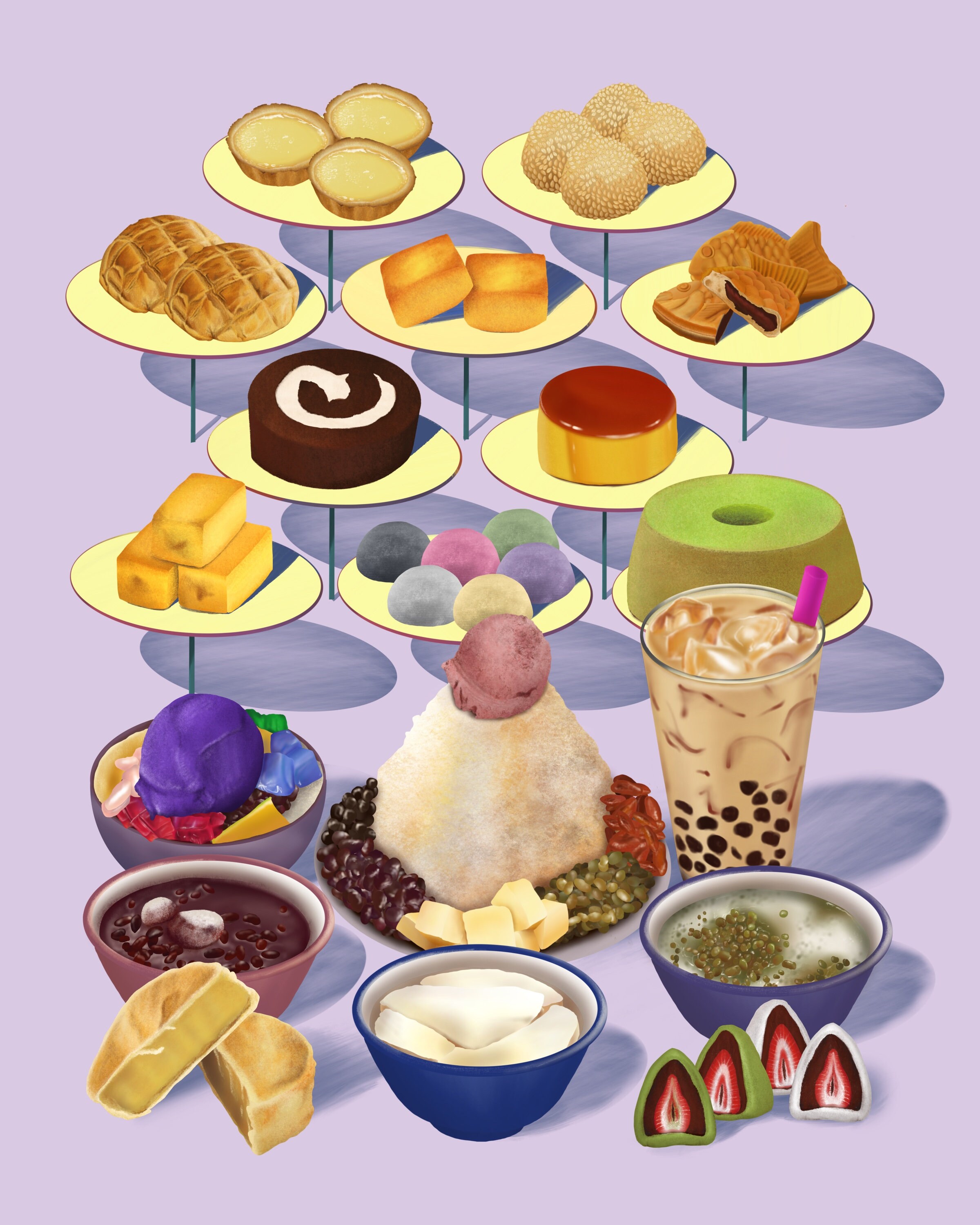 Cake and Treats Art Print Food Illustration Dessert - Etsy
