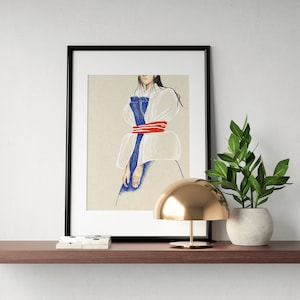 Model Minority Straitjacket Art Print Blue Colored Pencil Asian American Art Contemporary Art imagem 2