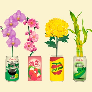Mahjong Flower Arrangement Art Print  | Childhood Asian Drinks