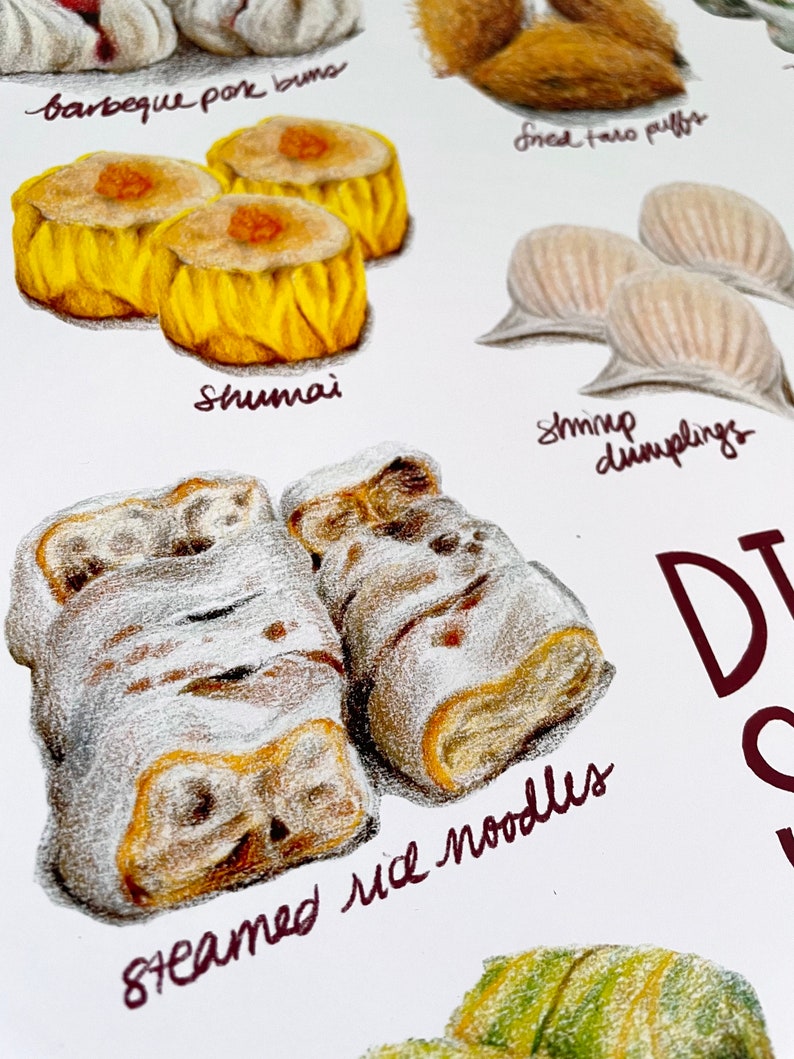 Dim Sum Poster Print Food Illustration Colored Pencil image 5