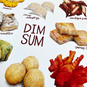 Dim Sum Poster Print Food Illustration Colored Pencil image 4