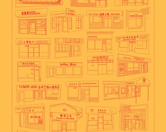The Sunset District Risograph Print | Bay Area Food | Restaurant Illustration | Digital Art Print
