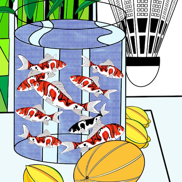 Koi Fish Pop Art Print | Still Life Illustration