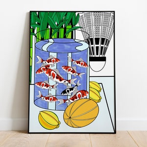 Koi Fish Pop Art Print Still Life Illustration image 2