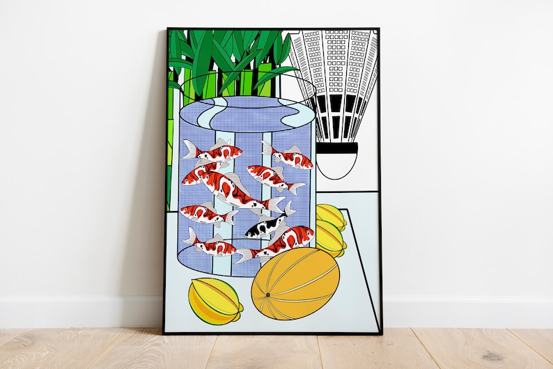 Koi Fish Pop Art Print Still Life Illustration image 2