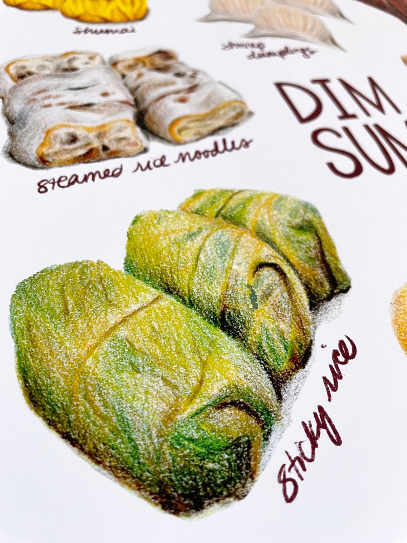 Dim Sum Poster Print Food Illustration Colored Pencil image 6