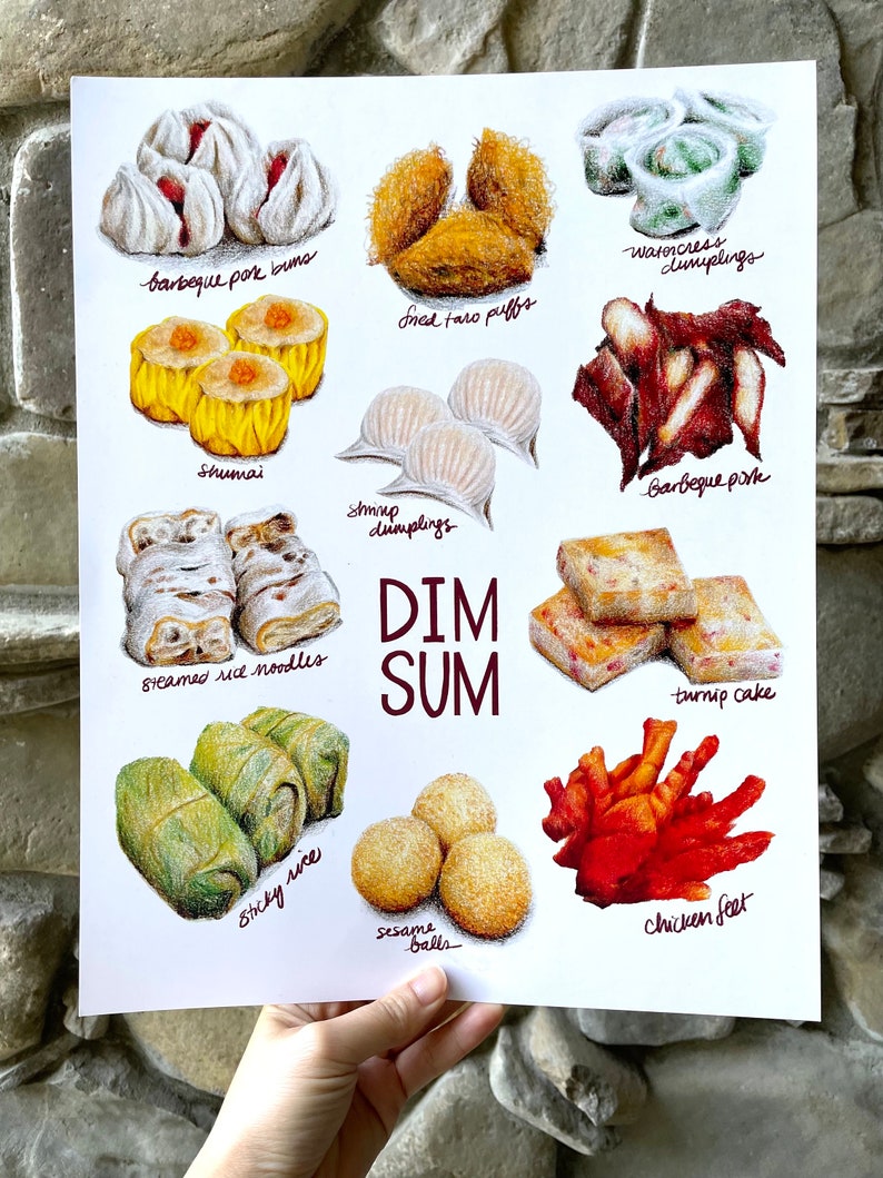 Dim Sum Poster Print Food Illustration Colored Pencil image 3