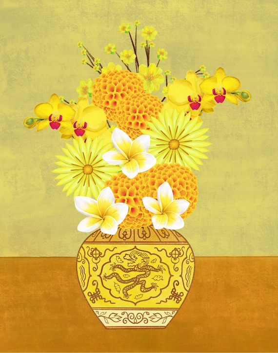 Yellow Flowers Art Print | Flower Illustration
