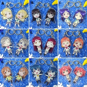 Love Live Sunshine Aqours School Uniform Acrylic Keychain Dia Chika Hanamaru Ruby Riko Kanan Mari Yoshiko You