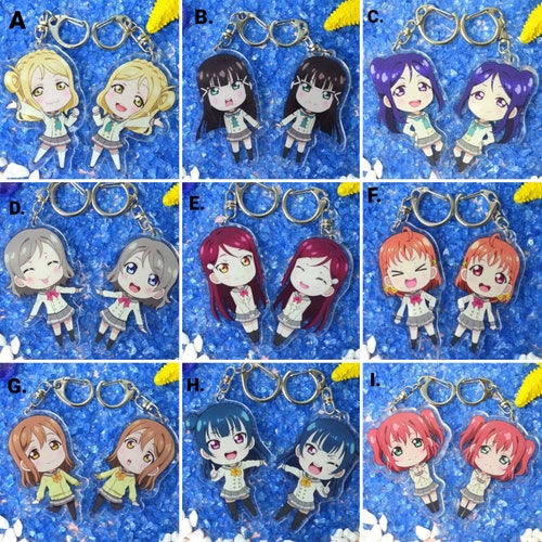 Love Live Aqours 2 Clear Double-sided Acrylic Charms - Etsy