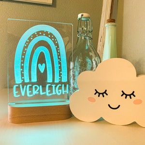 LED Light | Rainbow Night Light | Color Changing | Wood Base | Room Light | Name Light | Gift for Teen | Gift Idea | Personalized | Nursery