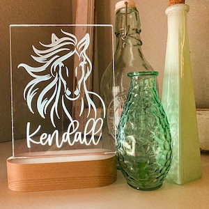 LED Light | Horse Night Light | Color Changing | Wood Base | Room Light | Name Light | Gift for Teen | Gift Idea | Personalized | Nursery