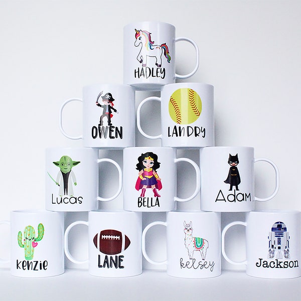 Personalized Kids Coffee Mug | 81 Design Options | Unbreakable | Personalized Children's Mug | Kids Gift Idea | Hot Chocolate Mug