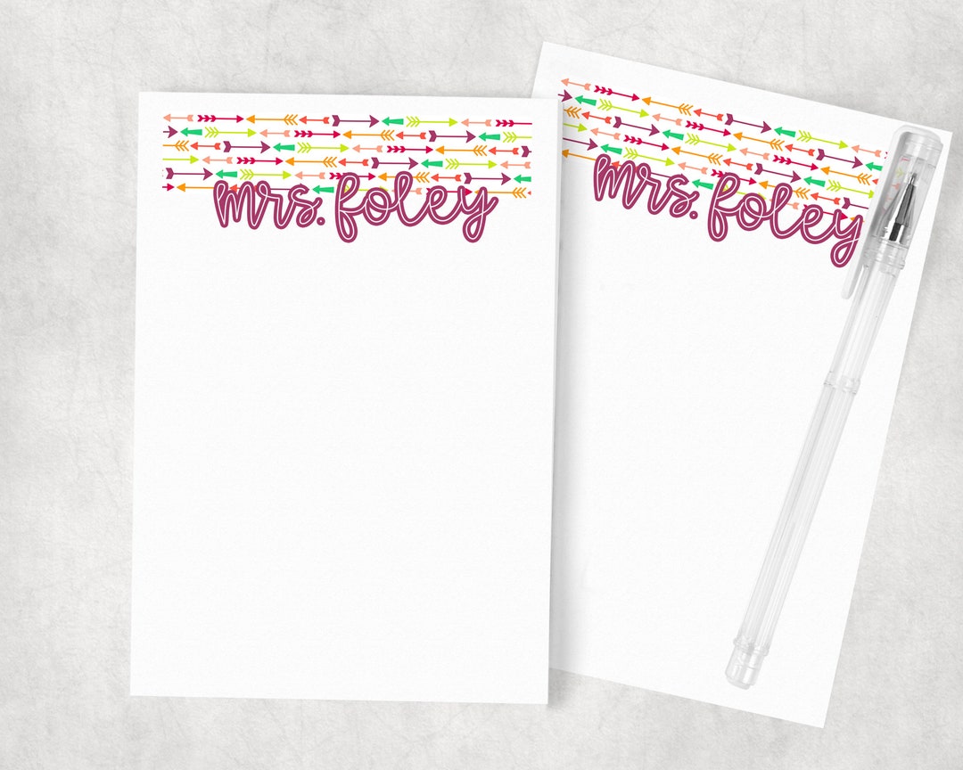 Personalized Arrow Notepad | Teacher Gift, Stationery (50 Pages) - Etsy