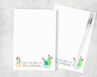 Stationery Kids Teen or Tween gift Personalized Cute Smile Face Cactus Succulent Note Pad 