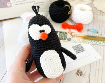DIY Häkel Kit Amigurumi Pinguin Spielzeug, Anfänger-freundliches Bastel Kit
