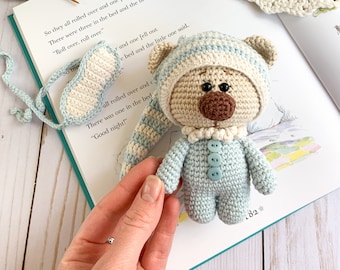 Crochet Teddy Bear Pattern: Nightcap & Mask (PDF Pattern)