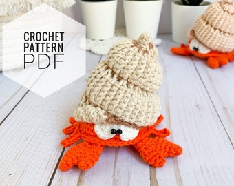 Crochet PATTERN amigurumi Hermit Crab toy, under the sea toy, pdf digital download