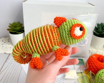 Kit de bricolaje amigurumi de ganchillo Camaleón
