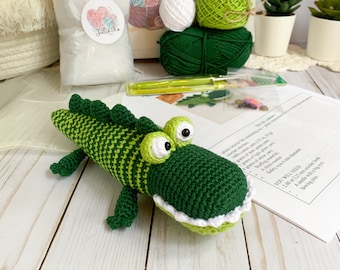 DIY Crochet Kit Amigurumi Crocodile "Paramon" Toy, Beginner Friendly with Step-by-Step Tutorial