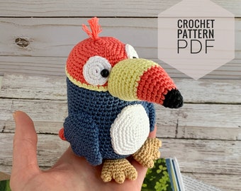 Amigurumi pattern crochet bird toucan, crochet bird pattern, pdf photo tutorial