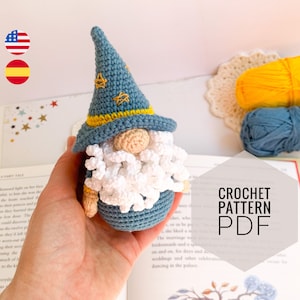 Crochet PATTERN amigurumi gnome wizard, pdf tutorial