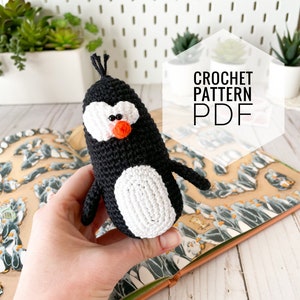 Amigurumi pattern crochet penguin toy, diy photo tutorial pdf