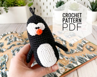 Amigurumi pattern crochet penguin toy, diy photo tutorial pdf