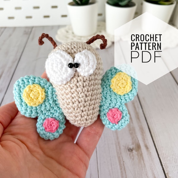 Amigurumi crochet pdf pattern Butterfly toy, digital photo tutorial DIY