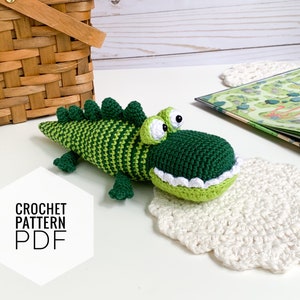 Crochet PATTERN amigurumi Crocodile toy, pdf digital download tutorial