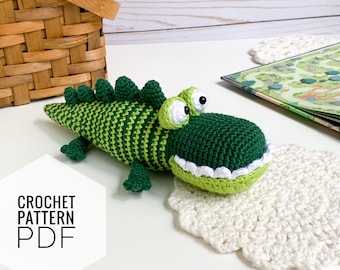 Crochet PATTERN amigurumi Crocodile toy, pdf digital download tutorial