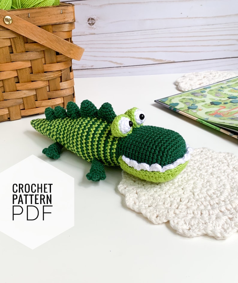 Crochet PATTERN amigurumi Crocodile toy, pdf digital download tutorial image 1