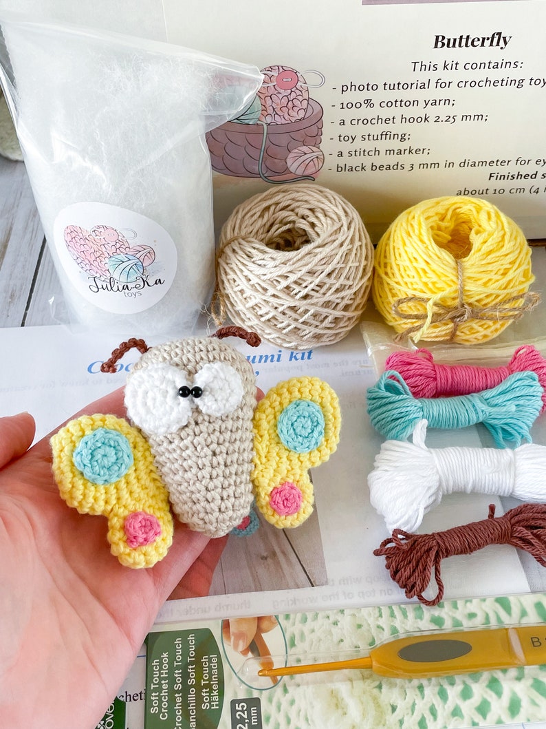 Crochet Amigurumi DIY Kit Batterfly toy Yellow