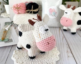 Crochet kit amigurumi Cow toy, diy kit