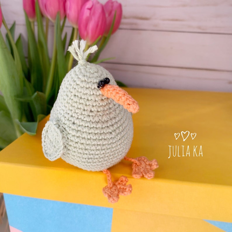 Crochet PATTERN amigurumi toy bird kiwi, crochet toy bird pdf photo tutorial image 2