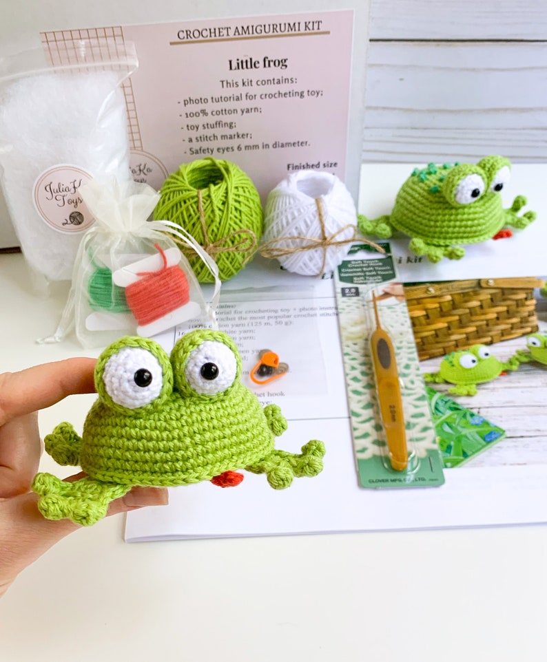 Gehaakt amigurumipakket Kikker Lime green