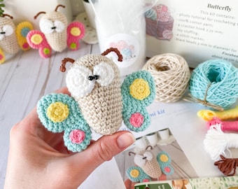 DIY Crochet Butterfly Kit, Amigurumi Toy, Beginner Friendly