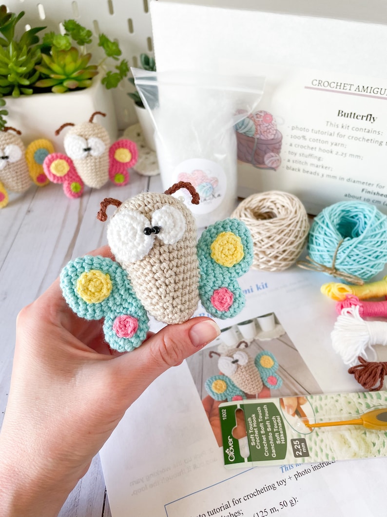 Crochet Amigurumi DIY Kit Batterfly toy Blue